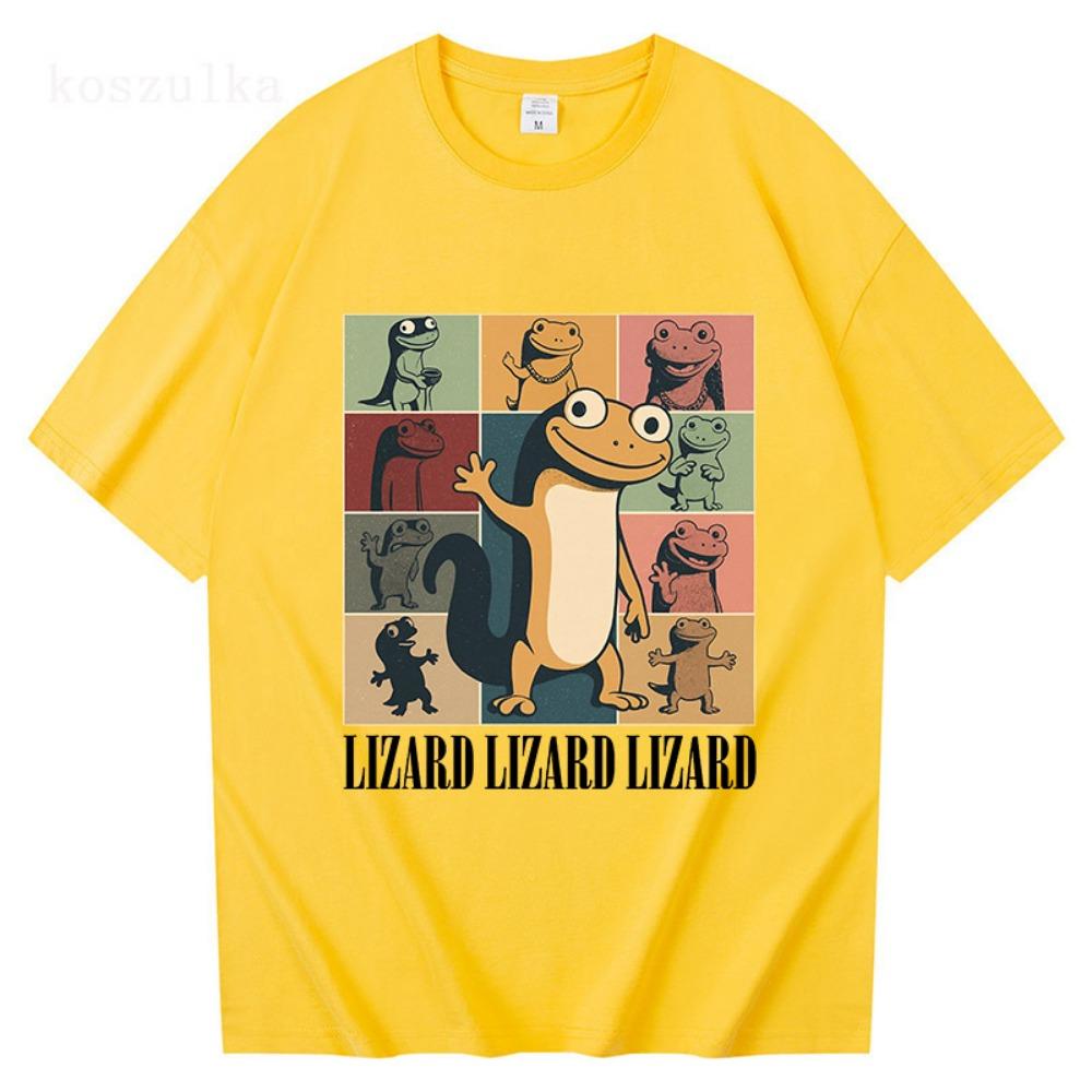 Fashion Lizard Meme Cartoon Graphic T-shirt Short Sleeve Cotton O-neck Tshirts Casual Funny Printing T Shirts Men Tees