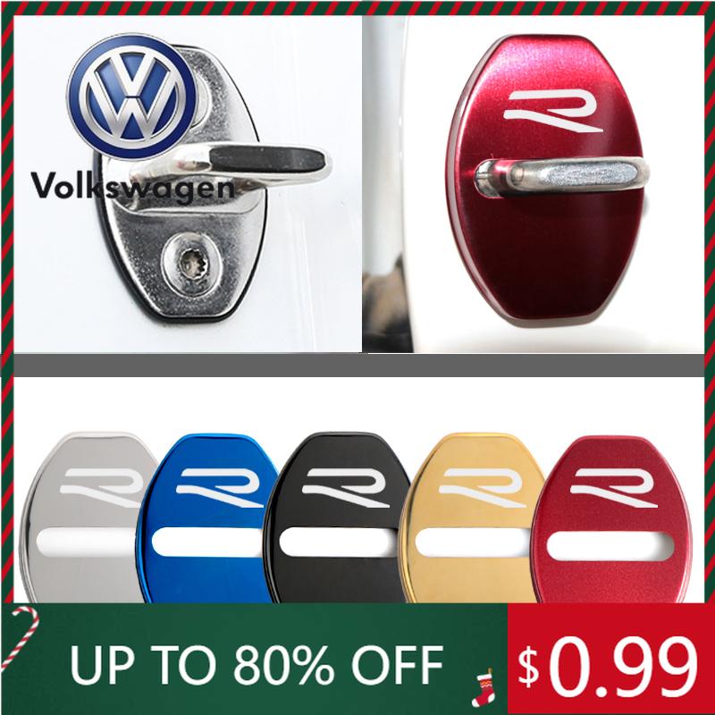 2026 Hot For VOLKSWAGEN VW New Door Lock Decoration Rust Protection Stainless Steel Cover New R Logo for VW Volkswagen Golf 8 MK