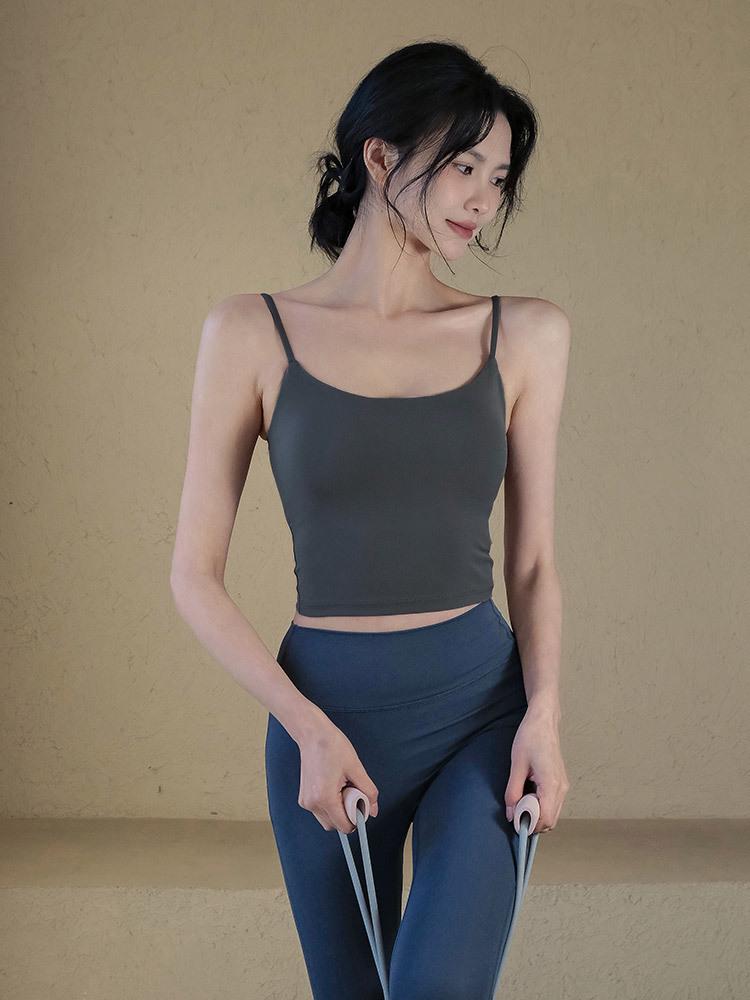 Women's Shockproof Yoga Vest with Back Straps and Chest Pads - Slim Fit Autumn Wear