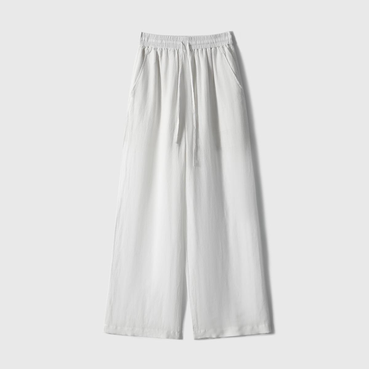 

Льняной комплект: Минималистичный топ, шорты и брюки для женщин L