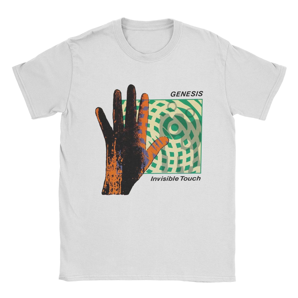 Genesis Invisible Touch T-Shirts für Herren, Vintage-T-Shirt aus reiner Baumwolle, Rundhalsausschnitt, Kurzarm, Geschenkidee L weiß