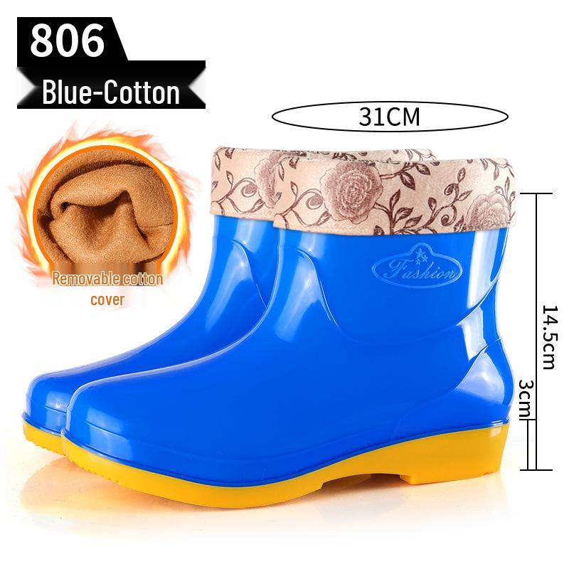 Simple Four Seasons Waterproof Women's High-Top Rain Boots and Shoes for Labor Protection and Cleaning