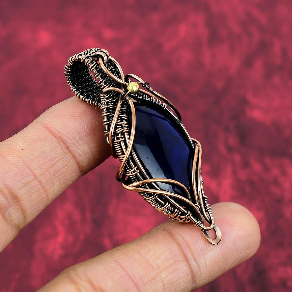 Blue Fire Labradorite Pendant Copper Wire Wrapped Gemstone Pendant Copper Jewelry Handmade Brand New Pendant Wire Wrap Jewelry Gifts For Her