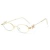 Jennie Style Oval Rhinestone Sunglasses - Trendy Small Frame Women's Nerd Glasses