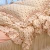 3/4Pc Korean Princess Style Floral Ruffles Bedding Set Single Queen Size Soft Skin-friendly Washed Cotton Duvet Cover Pillowcase