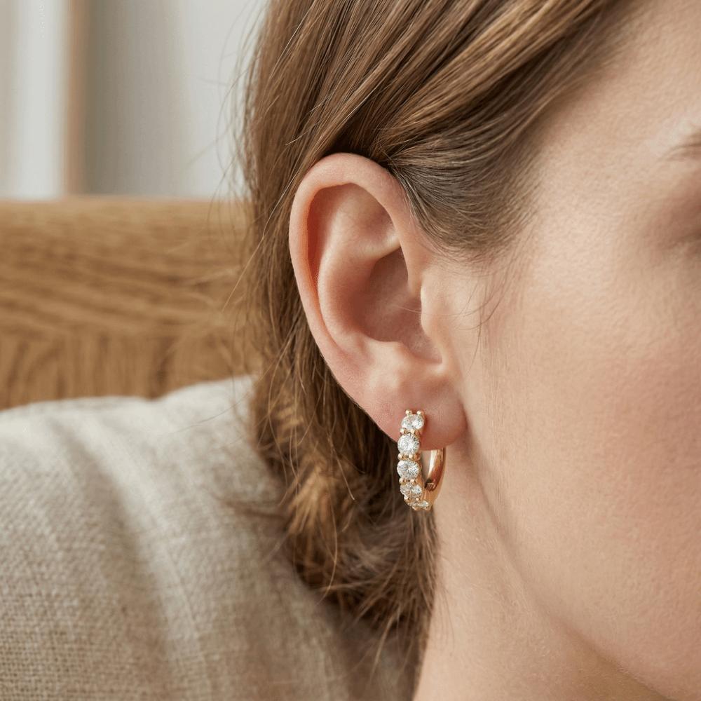 Temperament Crystal Studded Earrings Minimalist Plain Round Earrings Small Hoop Earrings  Wedding