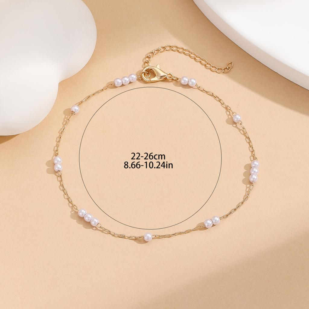 Kinitial Exquisite and Fashionable Laser Plated Ankle Chains, Fresh Water Small Pearls As an Anniversary Gift for Her