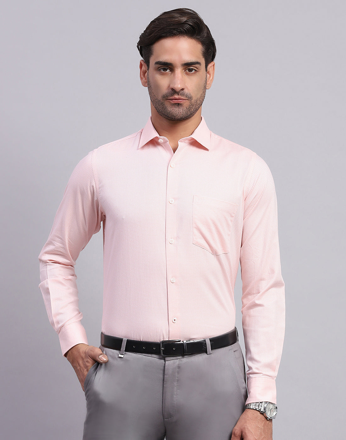 Monte Carlo Men Regular Fit Peach Shirt L