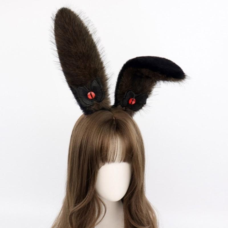 Rabbit Ears Hairhoop Plush Bunnies Ear Hairband Hairhoop Halloween Cosplay Accessories for Women Birthday