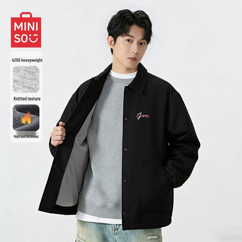MINISO Men's Fleece-Lined Knit Lapel Jacket