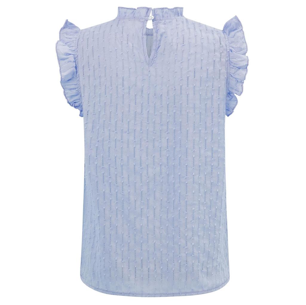 Summer Women's Solid Color Round Neck Small Fly Sleeve Slim Fit Top