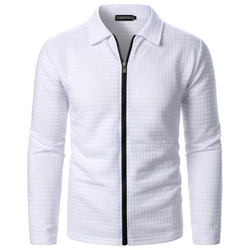 Karierte Stoffjacke Strickjacke Herren Herbst Neuer Stil Reißverschlussmantel Lässig Herren Langärmlig Kragen Waffelstoff Oberteil