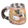 Large Capacity Resin Mug Hunting Scene Drinking Cup with Handle Great For Coffee And Hot Chocolate