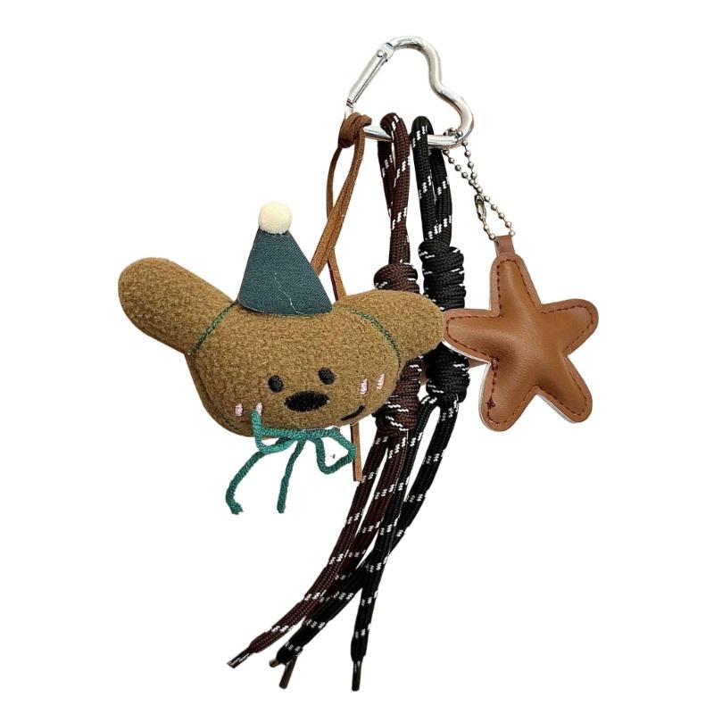 Ergonomic Fuzzy Bear Keychain Bag Charm Lightweight and Comfortable Bags Pendant Car Keyring for Girls and Students