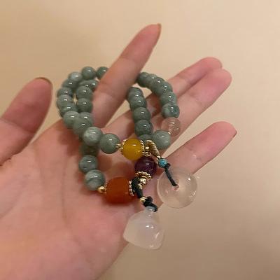 Chinesischer Stil Imitation Jade Lotus Perlenarmband Mode Design Glücksbringer Sicherheitsverschluss Armband Für Frau Schmuck Geschenk