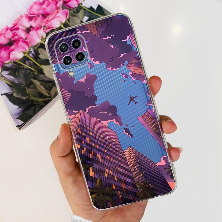 For Samsung Galaxy M32 Case SM-M325F Cover Popular Flower Clear Silicone Soft TPU Funda For Samsung M32 4G M 32 GalaxyM32 Bumper