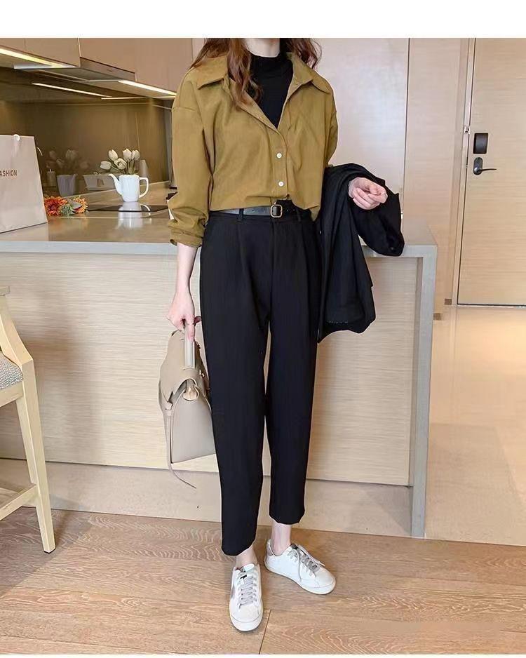 Chic Fake Two-Piece Loose Long-Sleeved Shirt for Fall/Winter