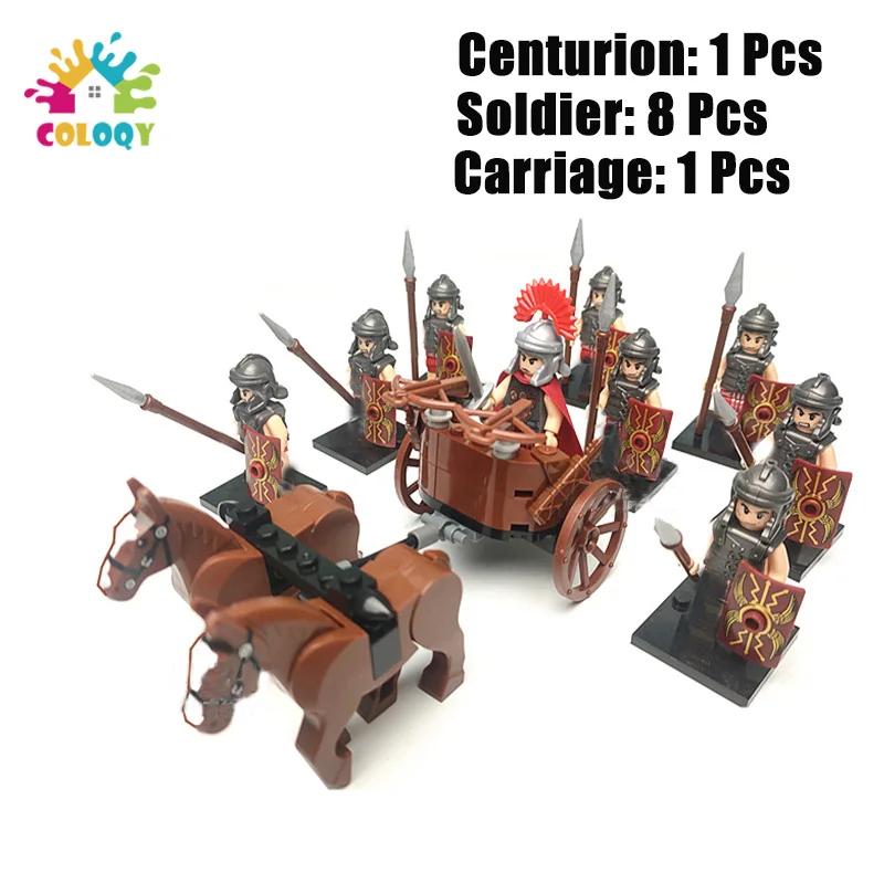 Kids Toys Roman Legion Building Blocks Medieval Knight Warhorse Cavalry Soldiers Figures Toys For Kids Christmas Gifts