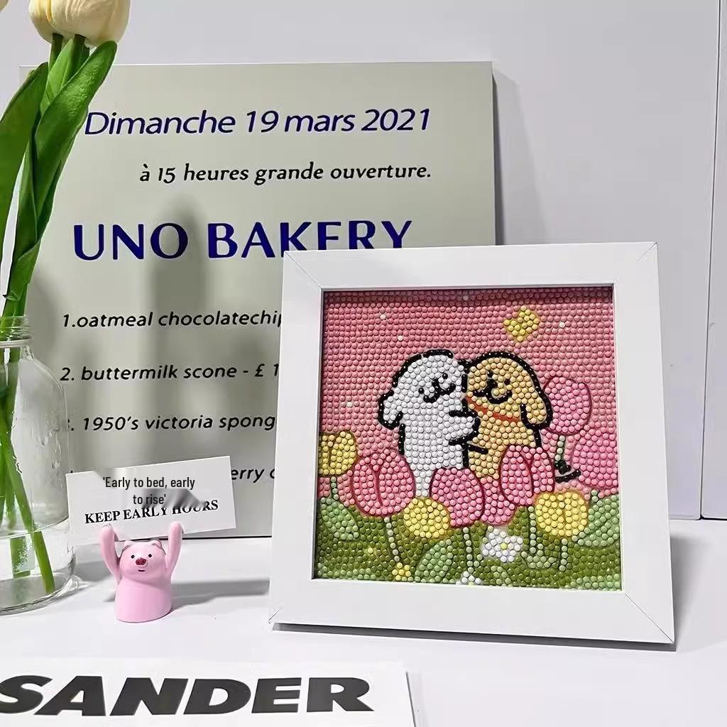Ins Line Puppy Diamond Painting DIY Cute Cartoon Handmade Educational Gift for Kids