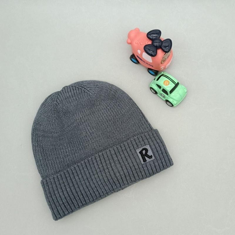 

R Printing Letter Knitted Hat Solid Color Beanie Caps Windproof Gifts Fashion