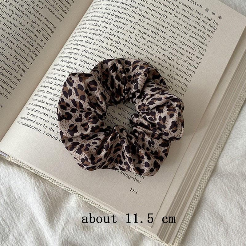 Elegant Solid Leopard Pattern Large Intestine Scrunchie For Women Girls Sweet Hair Band Hair Tie Hair Rope Hair Accessories