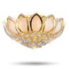 European Simple Buddhist Temple Lotus Crystal LED Ceiling Lamp Living Room Golden Color Round Light Bedroom Light Warm Room Lamp