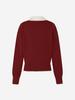 LORDLOAR Signature Color Block Collar Long Sleeve Knit Burgundy