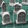 Spooky Graveyard Terrain 14 Pcs Mini Tombstone Model, 3D Printed Miniature Cemetery Gravestone Scenery Sand Table Model Props for Tabletop Gaming