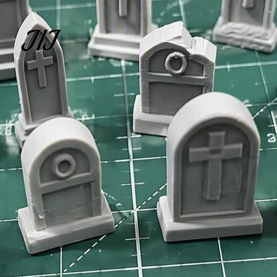 Spooky Graveyard Terrain 14 Pcs Mini Tombstone Model, 3D Printed Miniature Cemetery Gravestone Scenery Sand Table Model Props for Tabletop Gaming