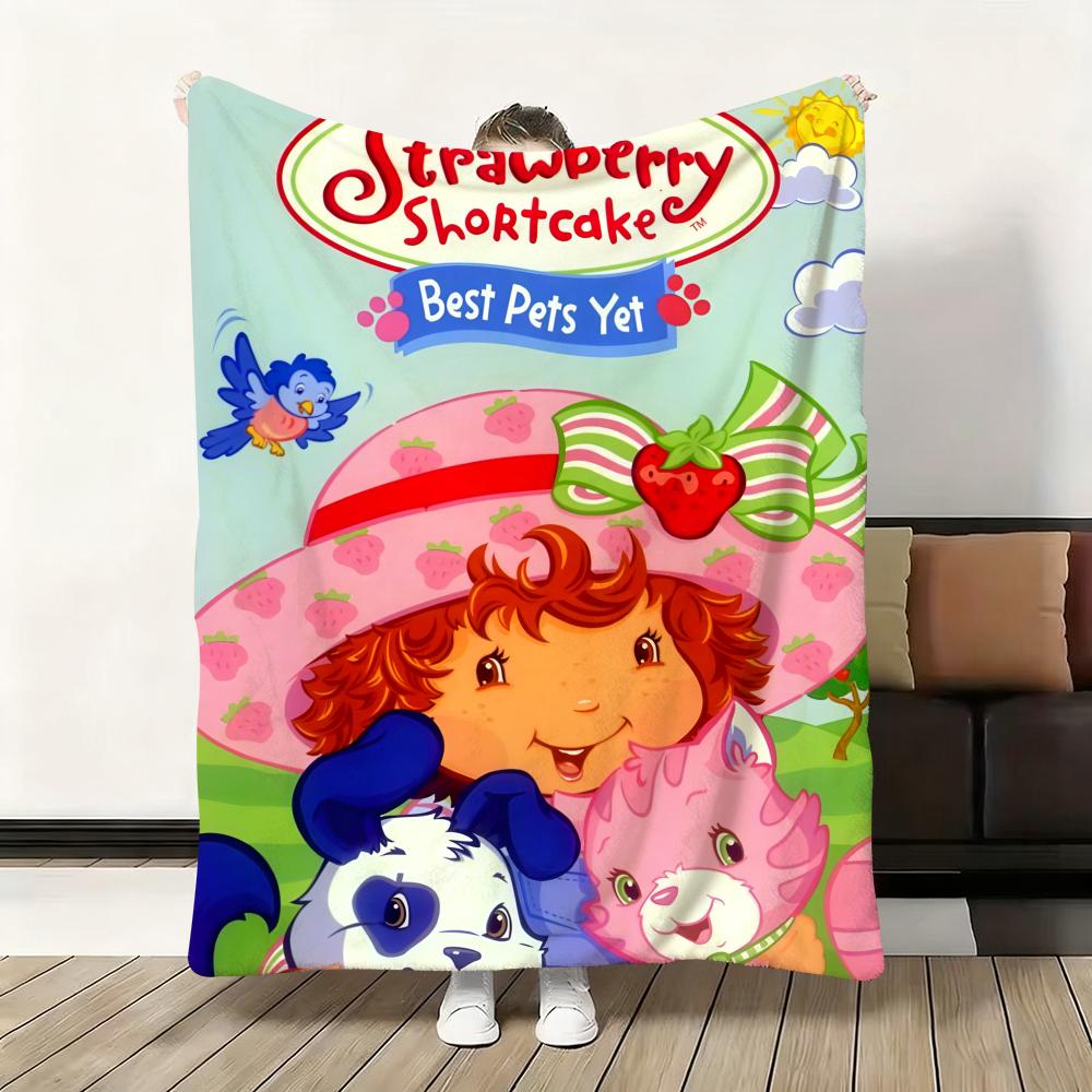 Süßer Cartoon s-Erdbeer S-Sahnetorte Überwurf Flanell Flauschig Weich Decke Warm Hautfreundlich Überwurf für Sofa Bett Büro Nickerchen Winter