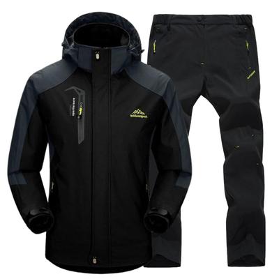BENQUE Outdoor Jacket and Pants Set Rain Suit Water-Repellent Windproof Hooded Mountain Parka Windbreaker for Hiking Fishing Biking Trekking 3XL