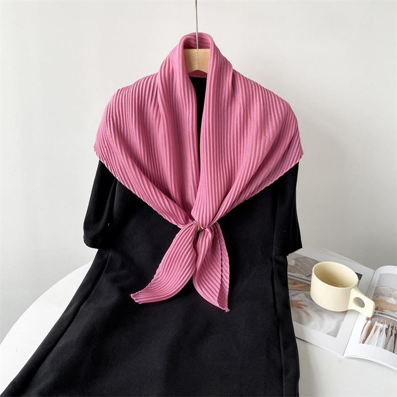 90*90Cm Pleated Square Scarf Hijabs Women Soft Cotton Linen Shawl Simplicity Solid Handkerchief Female'S Crinkle Hijab Turban