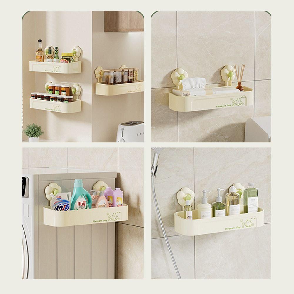 Cute Flower Suction Cup Shelf Drain Hole Soap Dish Holder Storage Organizer Rack  Shower