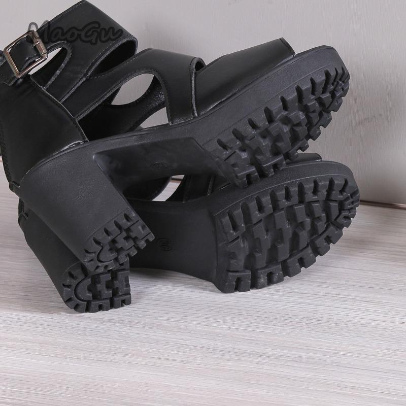 Fashion Women's 2025 High Heel Sandals Elegant Gladiator Black Square Buckle Thick Heel Fish Mouth Sandales Platform Sandalias De Mujer
