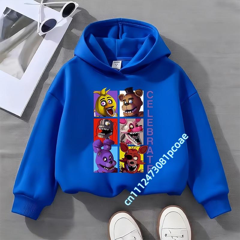 Five Nights At Freddy's Kids Boys' Sportswear Girls' Casual Top Cartoon Print Autumn/Winter Long-Sleeve Children's Hooded Shirt