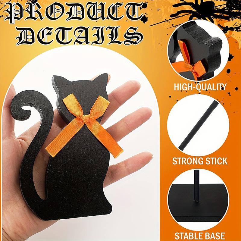Halloween Wooden Logo Ornament Witch Hat Bat Desktop Decoration