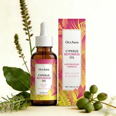 Ulei Natural OceAura de Cyperus Rotundus pentru Îndepărtarea Părului Calmează Pielea Hidratează Strânge Pori Reduce Creșterea Părului pe Corp Ulei