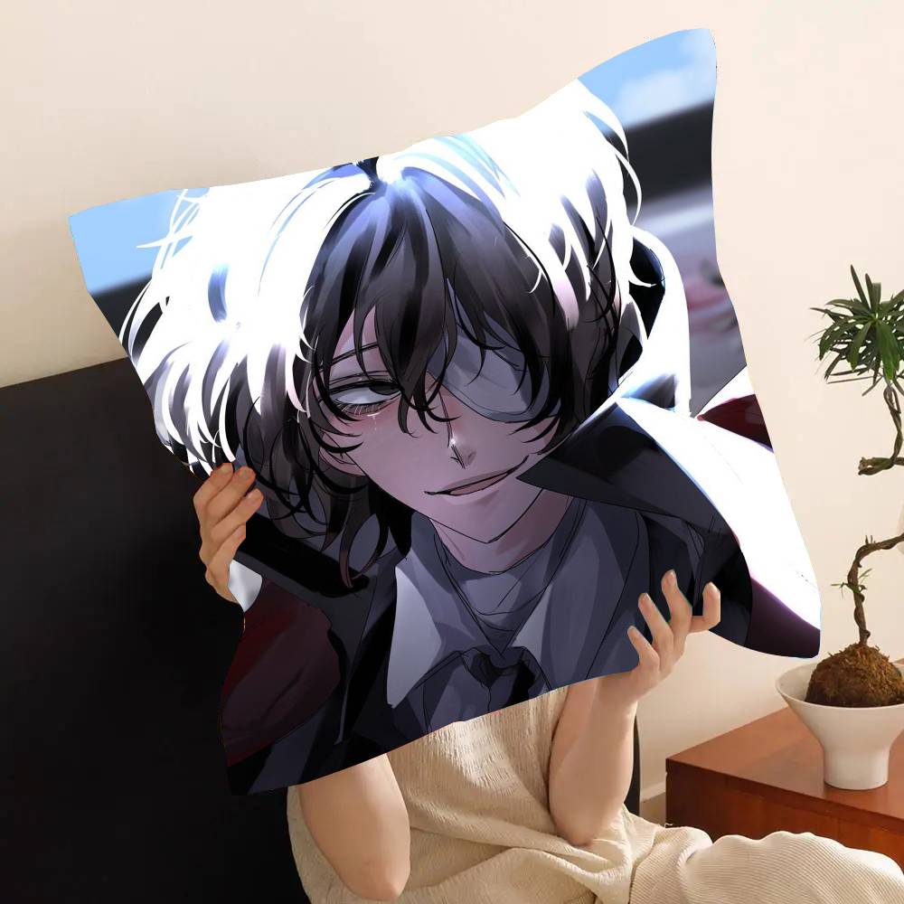B-Bungo Stray Dogs Anime Pillow Case Fashion Square Pillowcase Bedroom Sofa Room Ins Decoration Leisure