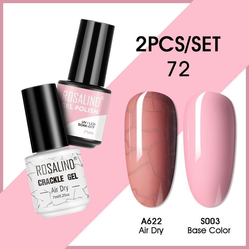 ROSALIND Cracked Gel Nail and Polish Nail Gel Kit Nail Varnish Hybrid Crackle Manicure Art UV Gel Semi Permanent 2PCS