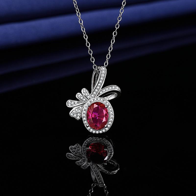 925 Silver Necklace Sparkling Necklace for Woman Men Red Zircom Wedding Engagement Party Fine Jewely Valentine's Day Gift