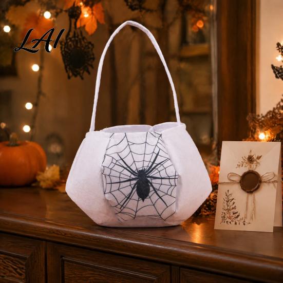 Sturdy Fabric Candy Buckets Halloween Trick or Treat Bag Funny Ghost Expressions Non-woven Handbag Accessories Lightweight for Kids Party Favors And