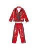 Costume Bambino Michael Jackson Rosso Nero Pelle Outfit Ragazzi Tuta da Palco Halloween Travestimento