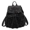 Schoolbag Korean version ins Versatile Printed Backpack Light Casual College Student Fashion, Flip Drawstring Backpack