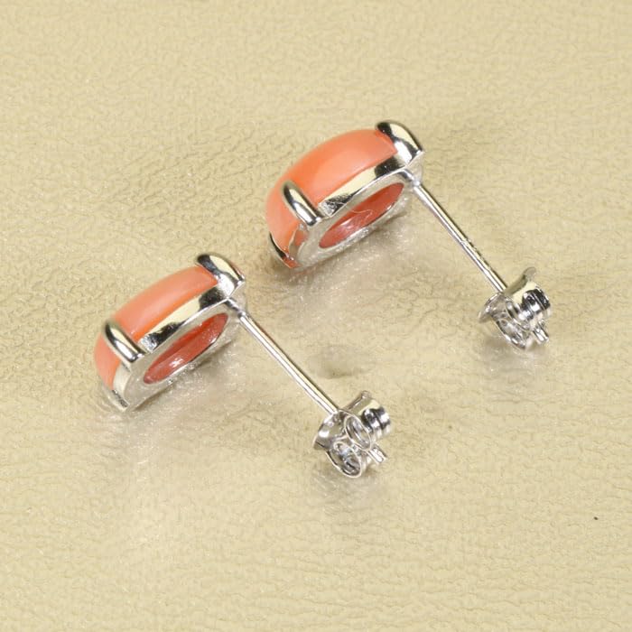 Pink Garnet Coral Undyed [SANSUI] Earrings, Silver,