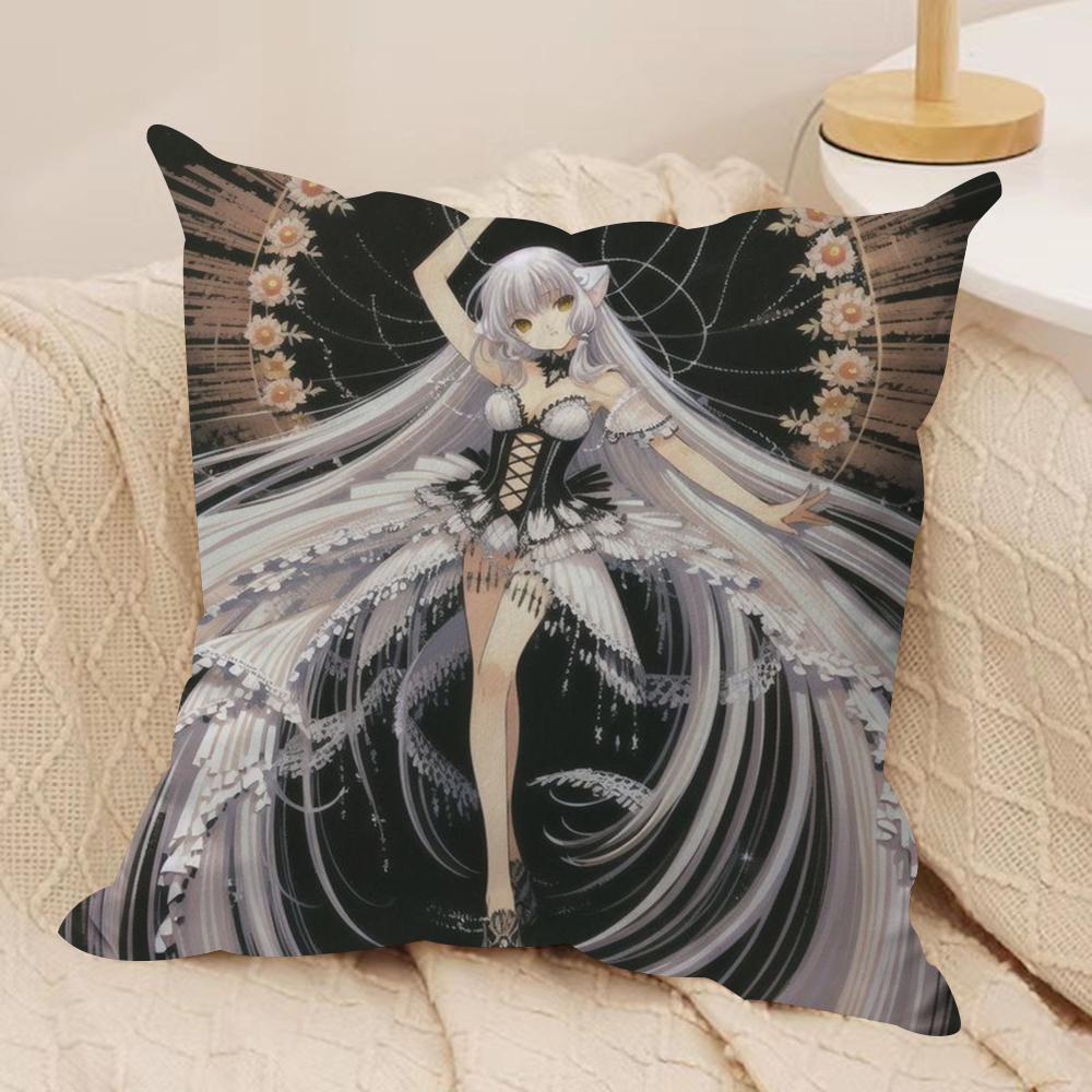 Classic Anime ChobitsS Cushion Cover Silky Short Plush Double-Sided Printed Pillow Case for Sofa All Seasons Home Decor Gift