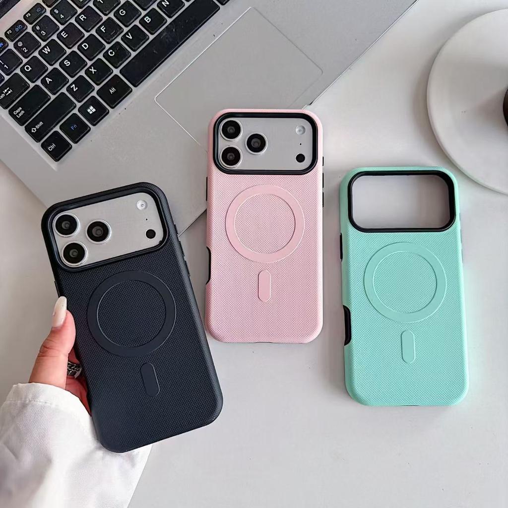 Magnetic attraction is suitable for Apple 17 mobile phone case iPhone17promax anti-drop 16/15 all-inclusive 14 two-in-one leather pattern.