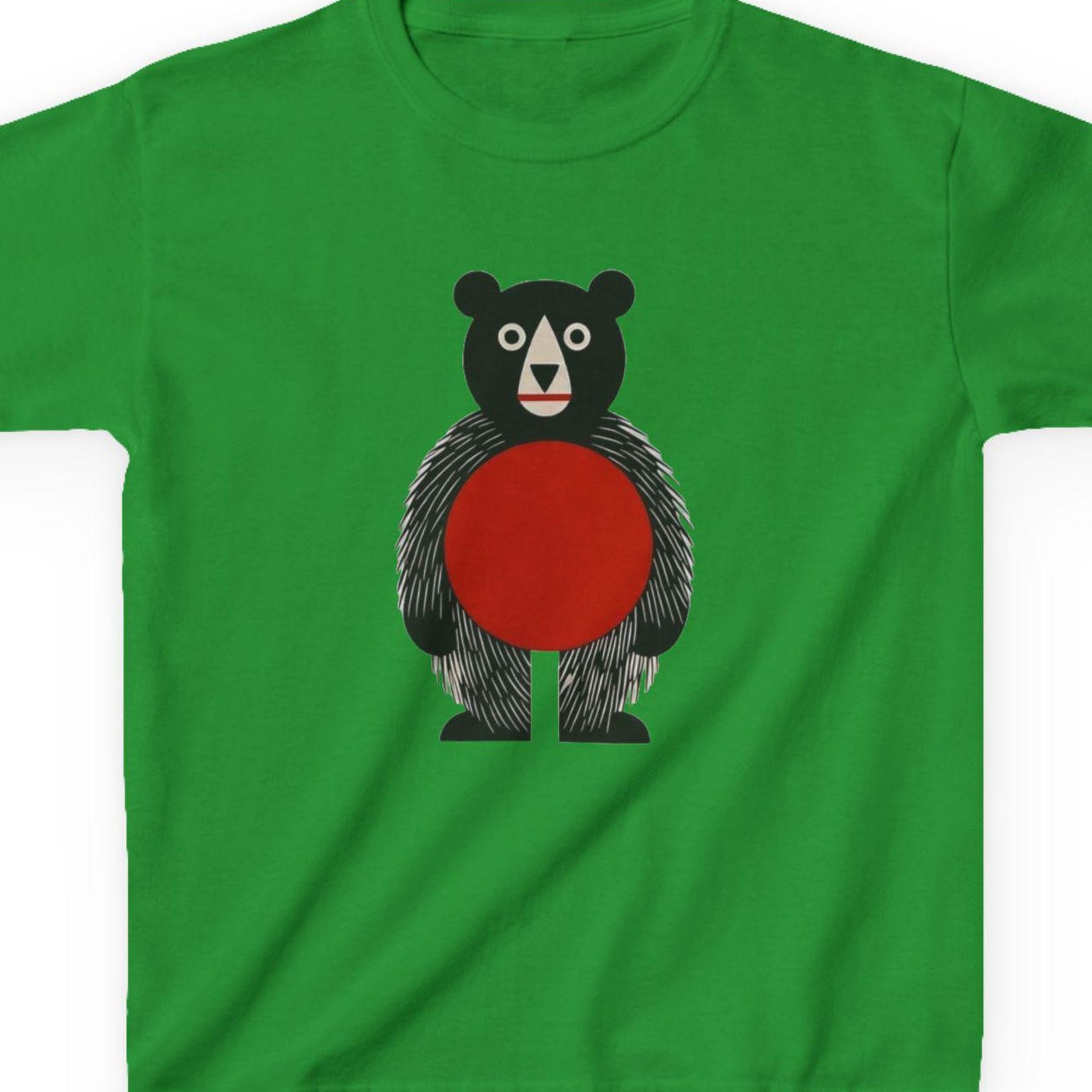 Red Belly Bear Kids T-Shirt | Cute Cartoon Animal Tee Fast & Free Shipping USA 130