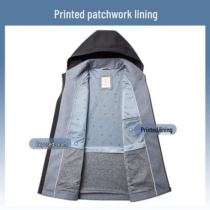 ROMON Men's Hooded Business Casual Jacket with Mulberry Silk Blend