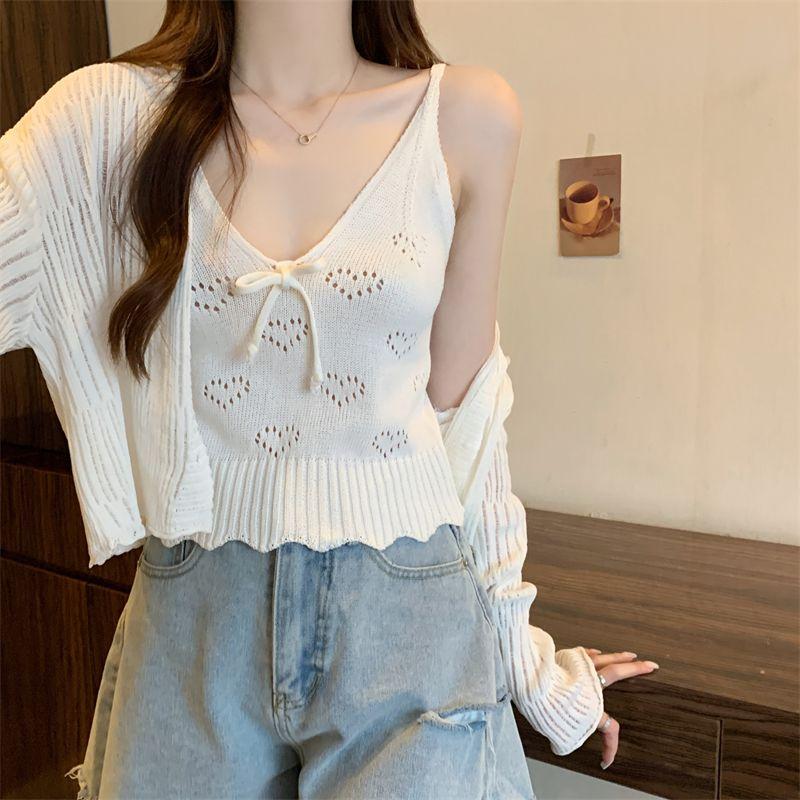 Knitted Camisole Vest Women's Summer Sleeveless Sexy Short Style Niche Interior Top Base Shirt