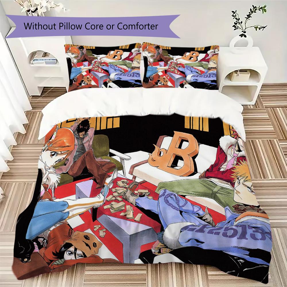 Bleach Pattern Bedding uilt Set uilt Cover Pillowcase Home Decoration Birthday Gift (1 * duvet cover + 2 * pillowcase without core)